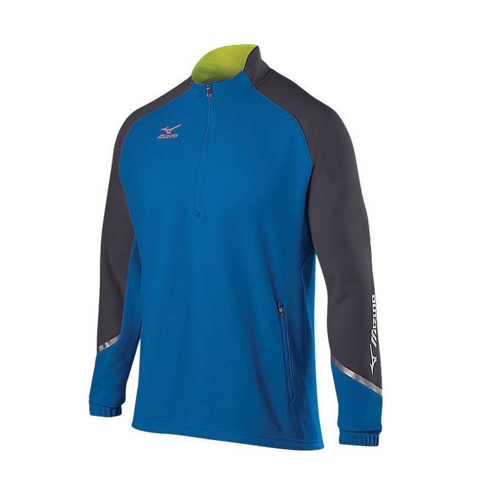 Maglione Mizuno Elite 1/2 Cerniera Uomo - Blu Reale/Grigie - 28370-PRKE